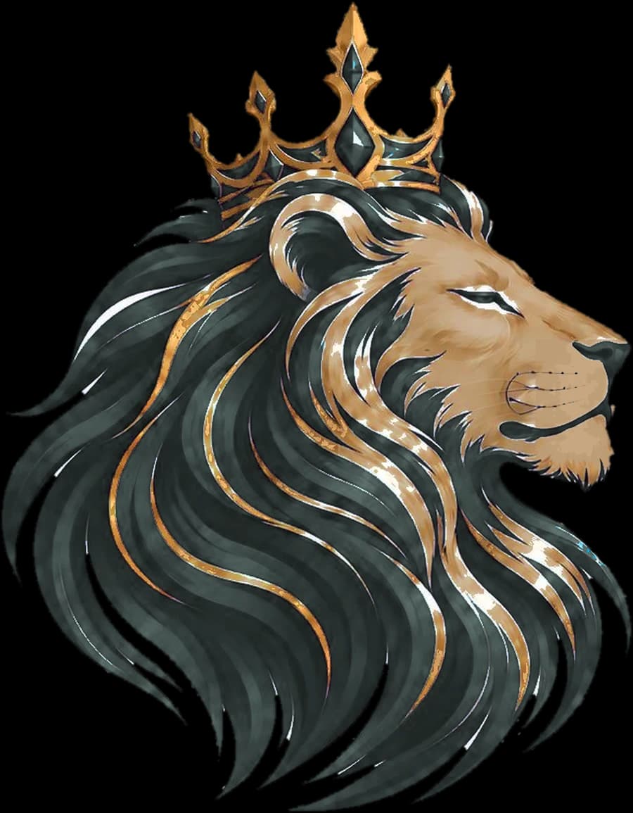 A crowned lion in profile, the Peaceful Emperor emblem